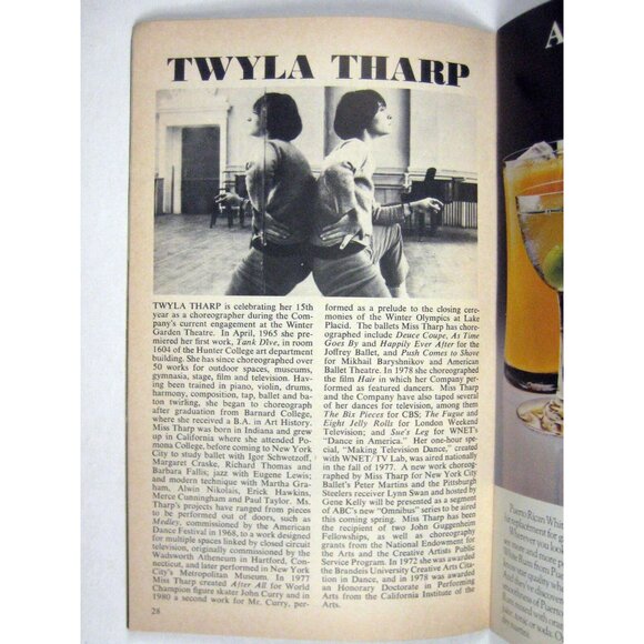 Twyla Tharp and Dancers Playbill 1980 Garden Theatre Rose Wright Tom Rawe - Picture 4 of 8